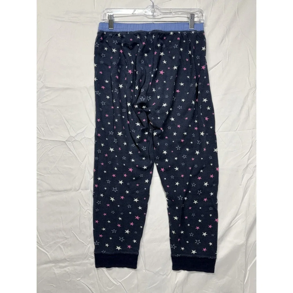 AQUA Women's Medium Navy Blue Star Pattern‎ Sleep-Wear Thermal Pajama Set